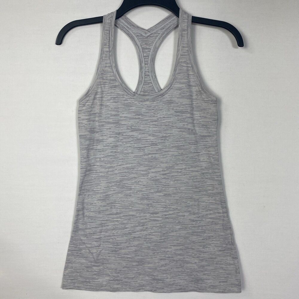 Lululemon Cool Racerback Tank Top No Size Dot Fits Size Medium Heather Gray